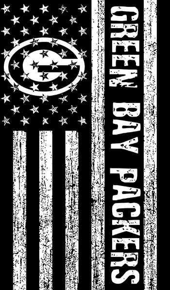 Green Bay Packers Black And White American Flag logo vinyl decal